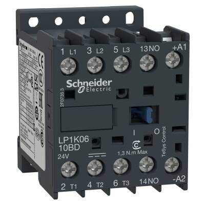 Schneider Electric LP1K0610BD - TeSys K 3 kutuplu AC-3 6A 24V DC 1NA Kontaktör - 1