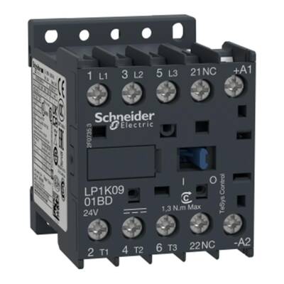 Schneider Electric LP1K0901BD -TeSys K Kontaktör 3P 9A AC3 24VDC 1NK - 1